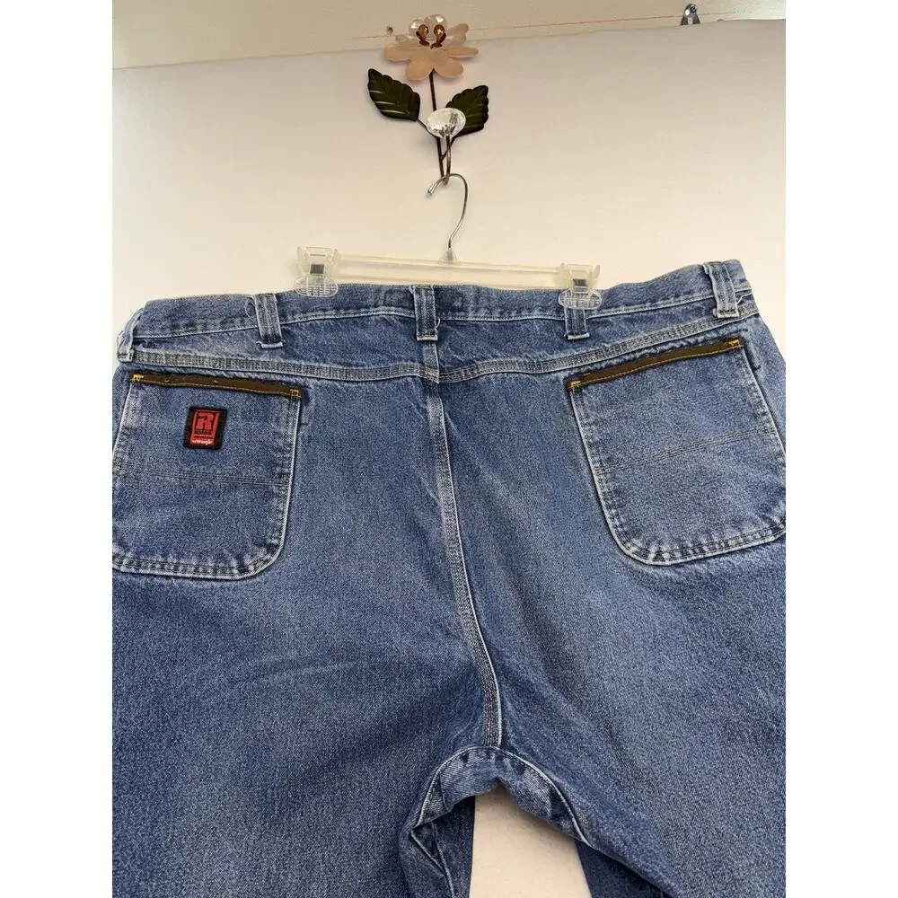 Wrangler Riggs Workwear Jeans Mens 50X30 Blue Denim Relaxed Carpenter Streetwear
